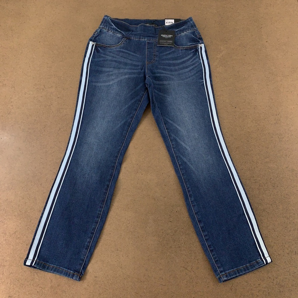 Simply Vera by Vera Wang Women's Size 4 Stripe Denim Mid Rise Jegging Capri NWT